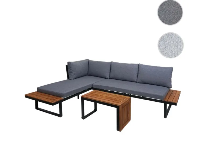 MCW Gartenmöbel-Sets|Garten Garnitur L27 3er-Set Dunkelgrau