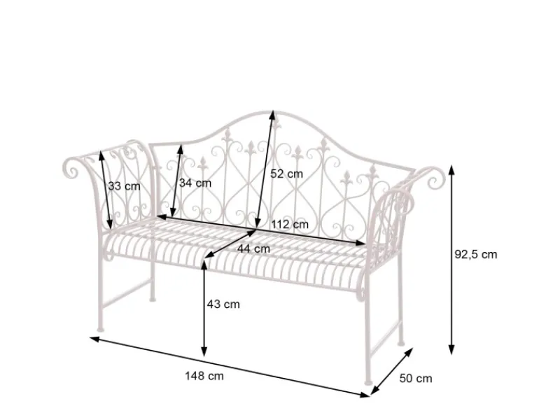 MCW Gartenbänke|Sitzkissen|Gartenbank H78 Rost-Optik 2-Sitzer ohne Sitzkissen