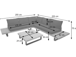MCW Lounge-Gartenmöbel|Garten-Garnitur H54 2er-Set Braun Polster Dunkelgrau