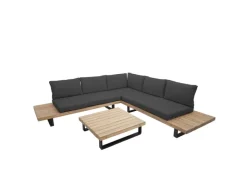 MCW Gartenmöbel-Sets|Garten-Garnitur H54 2er-Set Hellbraun Polster Dunkelgrau