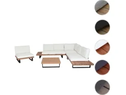 MCW Gartenmöbel-Sets|Garten-Garnitur H54 4er-Set Hellbraun Polster Cremeweiß