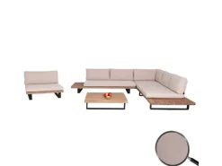 MCW Gartenmöbel-Sets|Garten-Garnitur H54 4er-Set Hellbraun Polster Beige