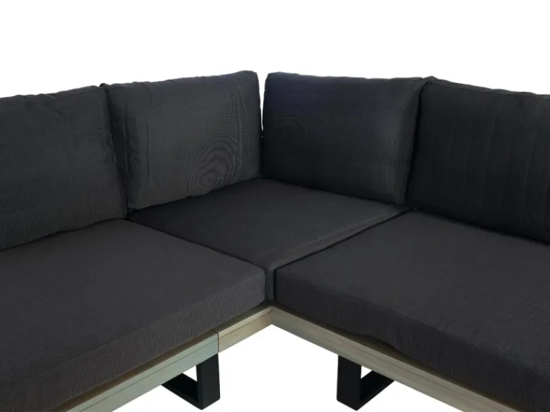 MCW Gartenmöbel-Sets|Garten-Garnitur H54 4er-Set Grau Polster Dunkelgrau