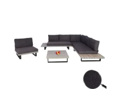 MCW Gartenmöbel-Sets|Garten-Garnitur H54 4er-Set Grau Polster Dunkelgrau