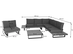 MCW Gartenmöbel-Sets|Garten-Garnitur H54 4er-Set Grau Polster Dunkelgrau