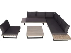 MCW Gartenmöbel-Sets|Garten-Garnitur H54 4er-Set Grau Polster Dunkelgrau