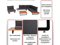 MCW Gartenmöbel-Sets|Garten-Garnitur H54 4er-Set Grau Polster Dunkelgrau