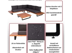 Garten-Garnitur H54 2er-Set Grau Polster Cremeweiß*MCW Online