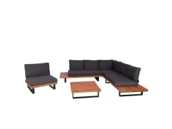 Garten-Garnitur H54 4er-Set Braun Polster Dunkelgrau*MCW Clearance