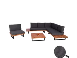 Garten-Garnitur H54 4er-Set Braun Polster Dunkelgrau*MCW Clearance