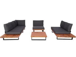 Garten-Garnitur H54 4er-Set Braun Polster Dunkelgrau*MCW Clearance