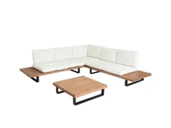 Garten-Garnitur H54 2er-Set Hellbraun Polster Cremeweiß*MCW