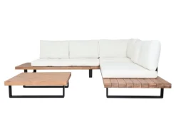 Garten-Garnitur H54 2er-Set Hellbraun Polster Cremeweiß*MCW