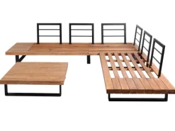 Garten-Garnitur H54 2er-Set Hellbraun Polster Cremeweiß*MCW