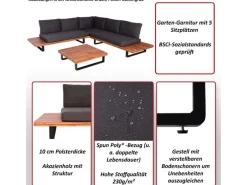 Garten-Garnitur H54 2er-Set Hellbraun Polster Cremeweiß*MCW