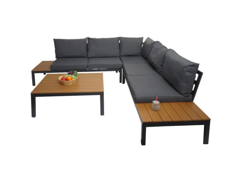 Garten-Garnitur H54b 2-teilig Polster Dunkelgrau*MCW Online