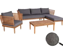 MCW Gartenmöbel-Sets|Garten-Garnitur L29 4er-Set Dunkelgrau