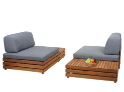 MCW Gartenmöbel-Sets|Garten-Garnitur L28 4er-Set Polster Dunkelgrau