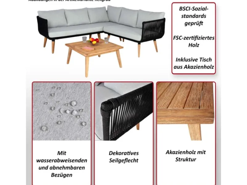 MCW Gartenmöbel-Sets|Garten-Garnitur L30 2er-Set Polster Hellgrau