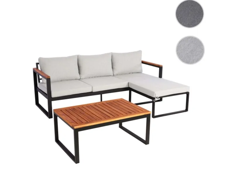 MCW Gartenmöbel-Sets|Garten-Garnitur L26b 3er-Set Hellgrau