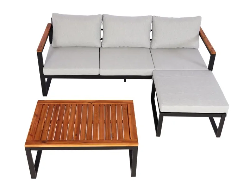 MCW Gartenmöbel-Sets|Garten-Garnitur L26b 3er-Set Hellgrau