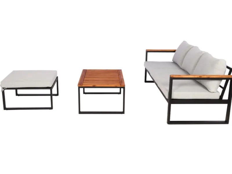 MCW Gartenmöbel-Sets|Garten-Garnitur L26b 3er-Set Hellgrau