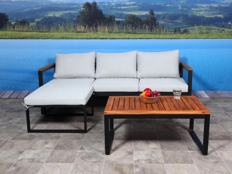 MCW Gartenmöbel-Sets|Garten-Garnitur L26b 3er-Set Hellgrau