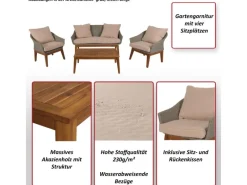 Gartengarnitur N37 Grau Kissen Beige*MCW New