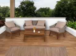 Gartengarnitur N37 Grau Kissen Beige*MCW New