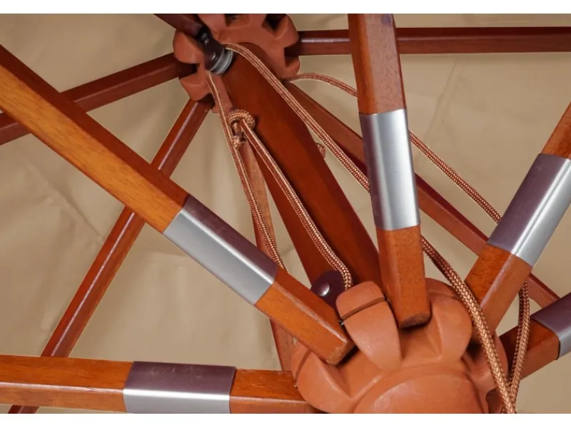 Gastronomie Holz-Sonnenschirm C57 Eckig 4x4m Creme*MCW Outlet