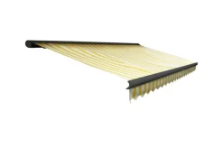 Kassetten-Markise H122 mit Volant 4x3m Polyester Gelb/Weiß Anthrazit*MCW Outlet