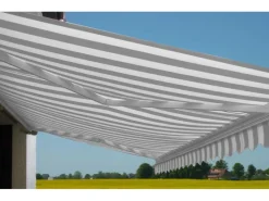 Kassetten-Markise H124 mit Volant 5x3m Acryl Grau/Weiß*MCW Hot