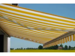 Kassetten-Markise H123 mit Volant 4,5x3m Polyester Gelb/Weiß*MCW Best