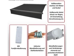 Kassetten-Markise H124 Volant Ausfahrbar 4,5x3m Acryl Anthrazit*MCW Online