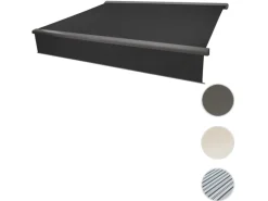 MCW Markisen|Kassetten-Markise H124 Volant Ausfahrbar 4x3m Polyester Grau