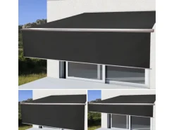 Kassetten-Markise H124 Volant Ausfahrbar 4x3m Polyester Weiß*MCW