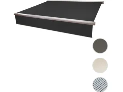 Kassetten-Markise H124 Volant Ausfahrbar 4x3m Polyester Weiß*MCW