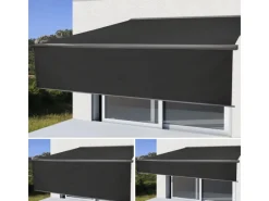 Kassetten-Markise H124 Volant Ausfahrbar 5x3m Polyester Grau*MCW New