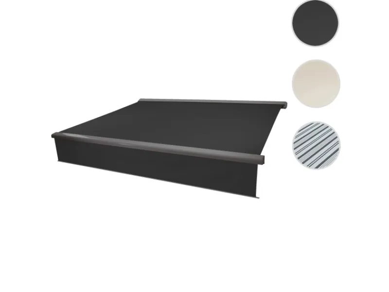 MCW Markisen|Kassetten-Markise H124 Volant Ausfahrbar 4,5x3m Polyester Grau