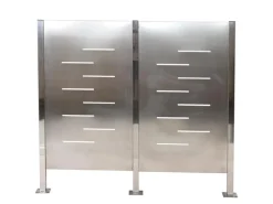 MCW Mülltonnenboxen|Mülltonnen-Zaun J55 Edelstahl 150x165x85cm Silber