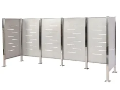 MCW Mülltonnenboxen|Mülltonnen-Zaun J55 Edelstahl 150x325x85cm Silber