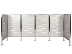 MCW Mülltonnenboxen|Mülltonnen-Zaun J55 Edelstahl 150x325x85cm Silber