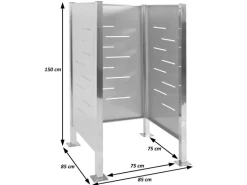 MCW Mülltonnenboxen|Mülltonnen-Zaun J55 Metall Edelstahl 150x85x85cm Silber