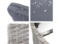 MCW Gartenmöbel-Sets|Poly-Rattan Garnitur E17 Rund Polster Dunkel Kissen Beige