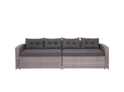 MCW Lounge-Gartenmöbel|Gartenmöbel-Sets|Poly-Rattan Garnitur J34 4-teilig Kissen Dunkel