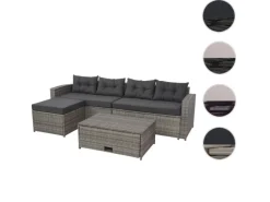 MCW Lounge-Gartenmöbel|Gartenmöbel-Sets|Poly-Rattan Garnitur J34 4-teilig Kissen Dunkel