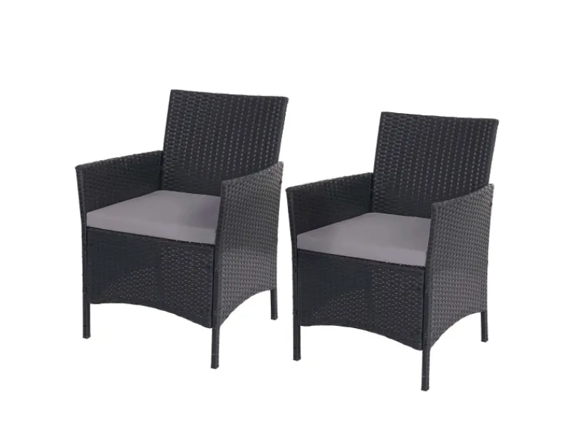 MCW Gartenmöbel-Sets|Lounge-Gartenmöbel|Poly-Rattan Sessel Halden 2er-Set anthrazit Kissen anthrazit