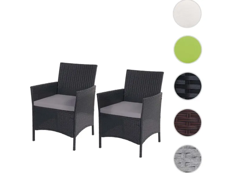 MCW Gartenmöbel-Sets|Lounge-Gartenmöbel|Poly-Rattan Sessel Halden 2er-Set anthrazit Kissen anthrazit