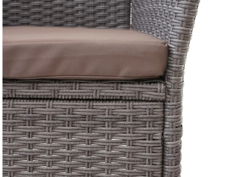Poly-Rattan Sitzbank mit Tisch E24 Kissen Creme*MCW Online