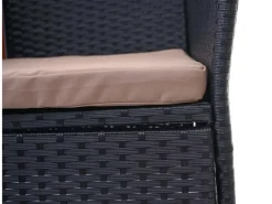 MCW Lounge-Gartenmöbel|Gartenbänke|Poly-Rattan Sitzbank mit Tisch E24 Kissen Creme